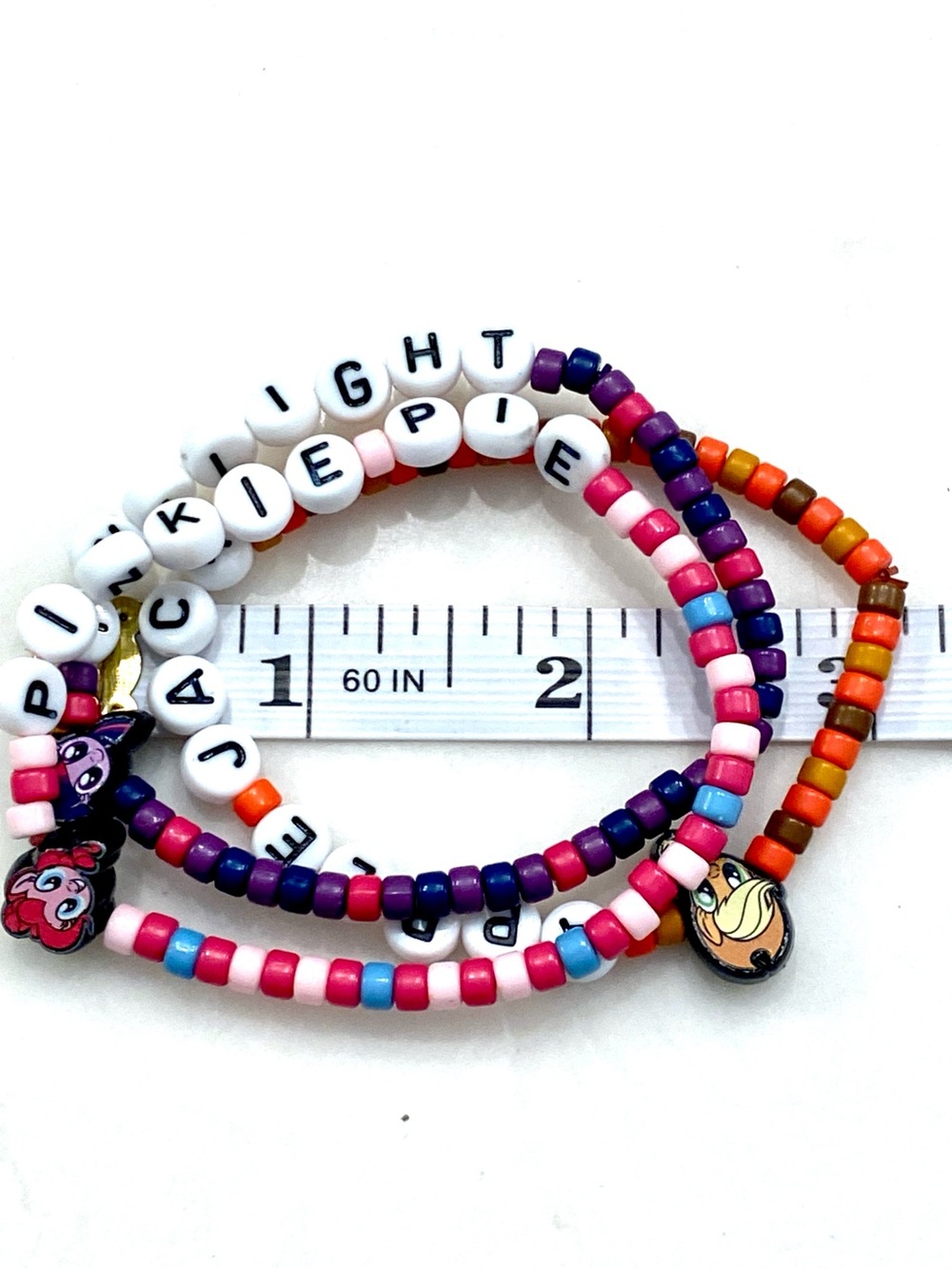 Vintage Hasbro My Little Pony Character Name Bracelets - Orange, Pink, Purple - Picture 3 of 3